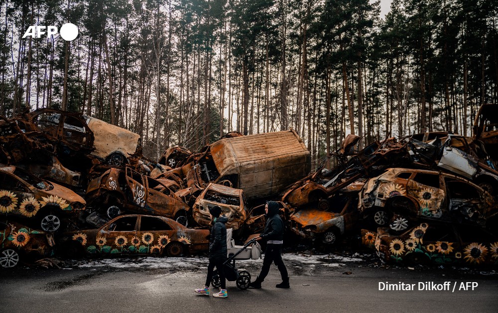 cemetery of damaged civilian cars, Irpin, Ukraine